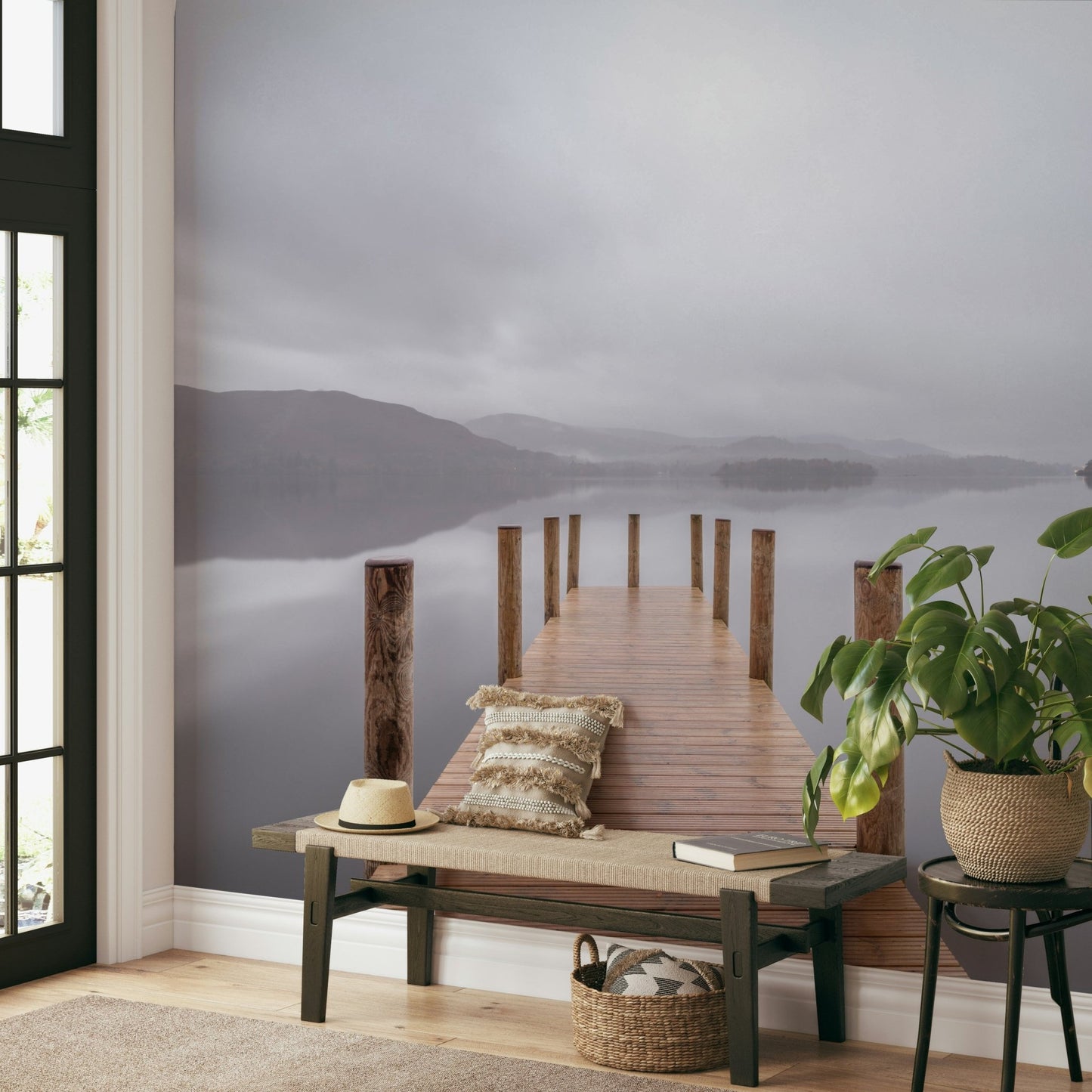 The water is still and calm, reflecting the sky.

