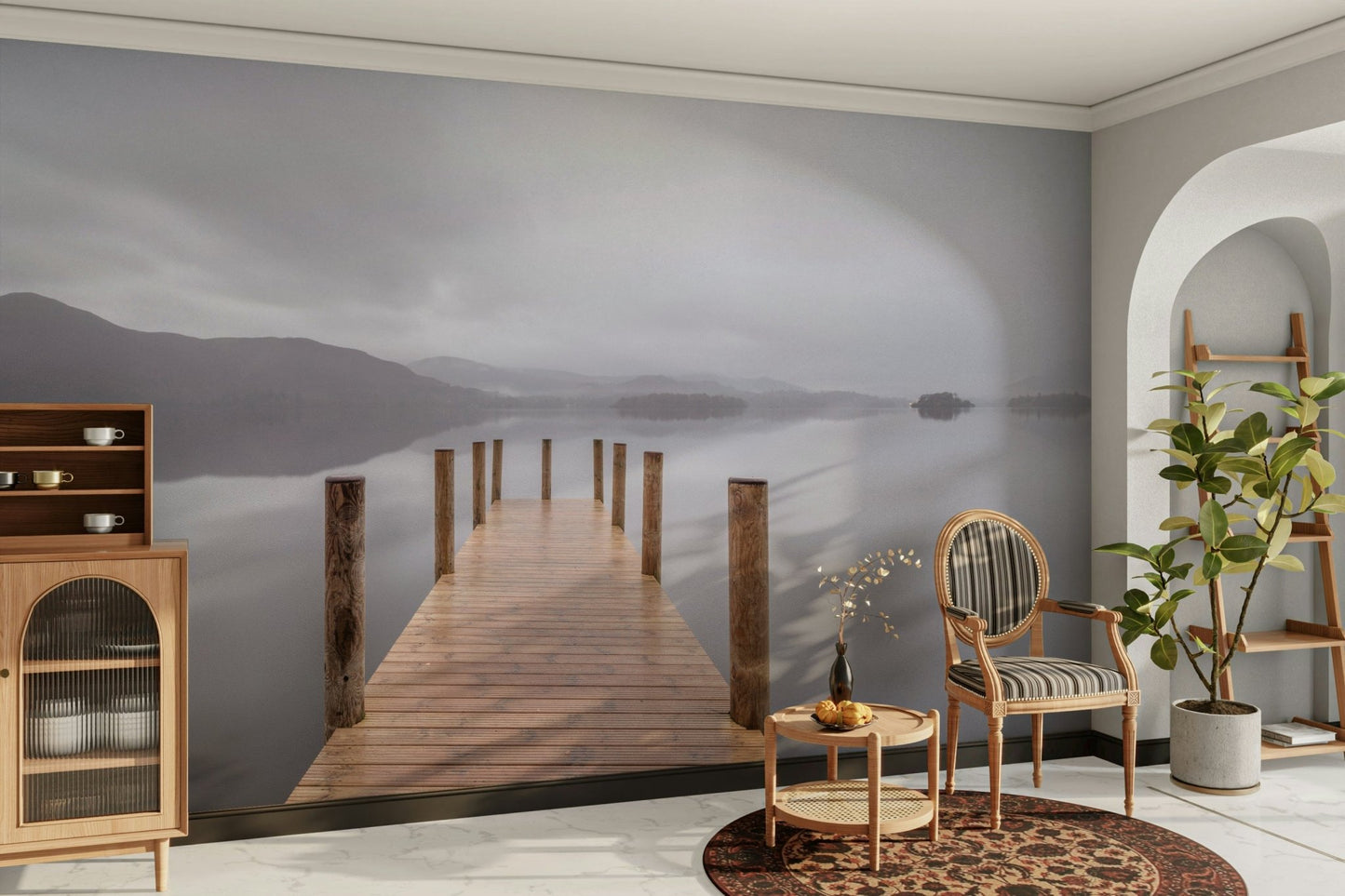 The sky is cloudy and gray.

