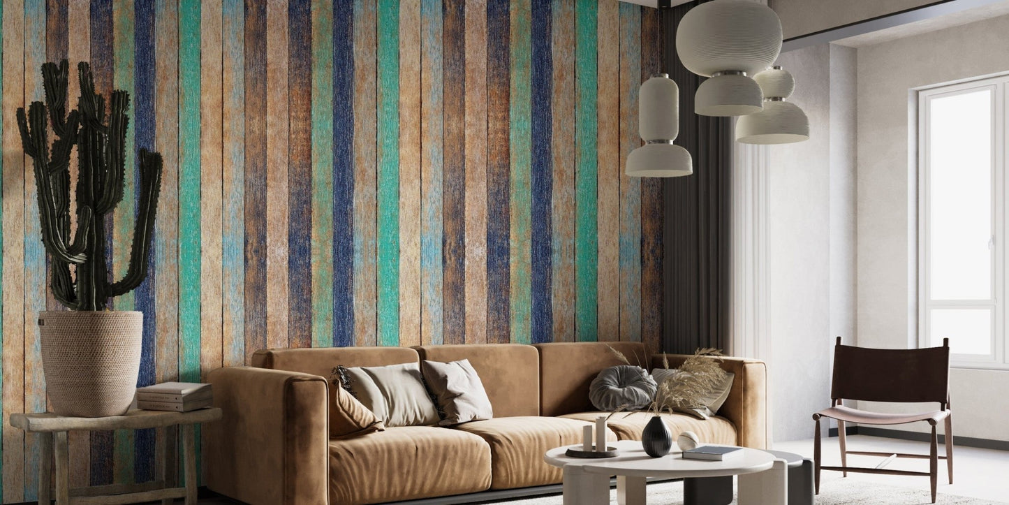Multicolored wooden planks wallpaper design wood-06
