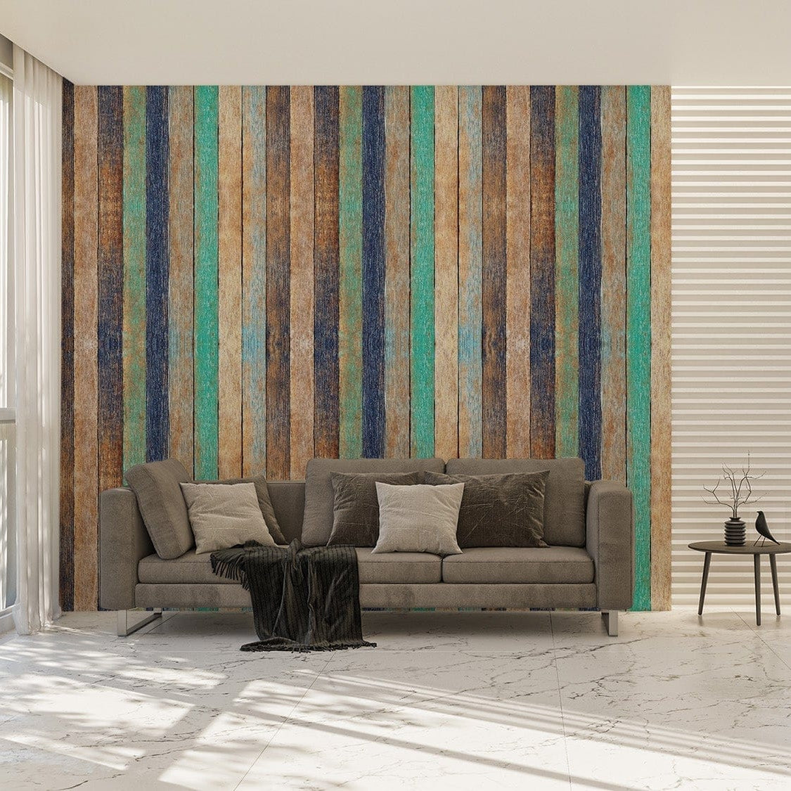 Striped wooden plank mural with earthy tones wood-06
