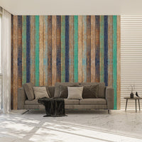 Striped wooden plank mural with earthy tones wood-06
