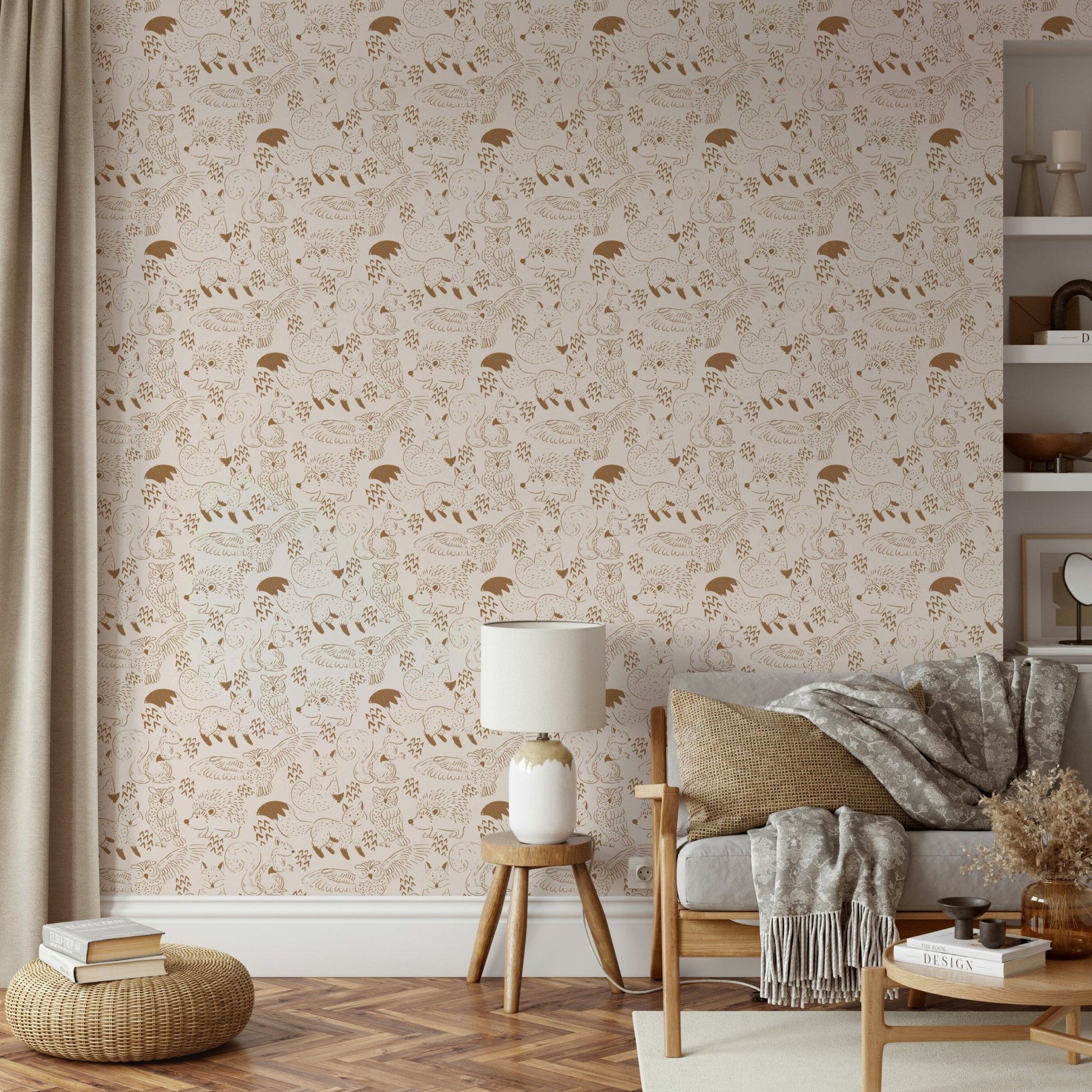 Warm brown animal mural design
