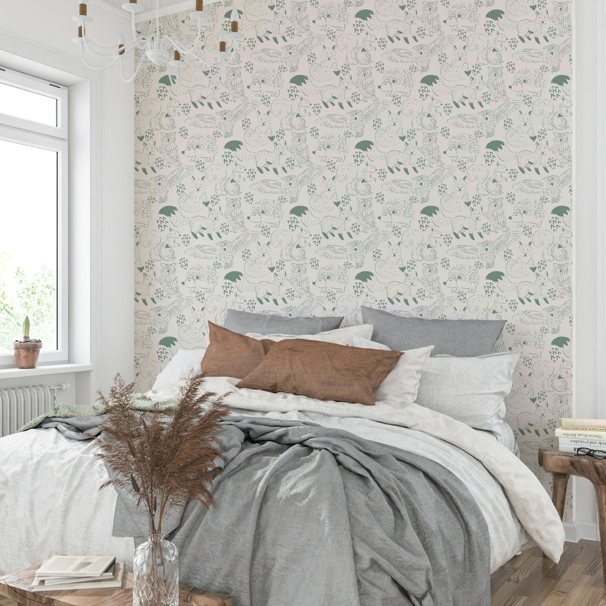 Neutral green animal mural GD692
