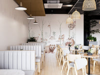 Soft pastel forest animals wall mural