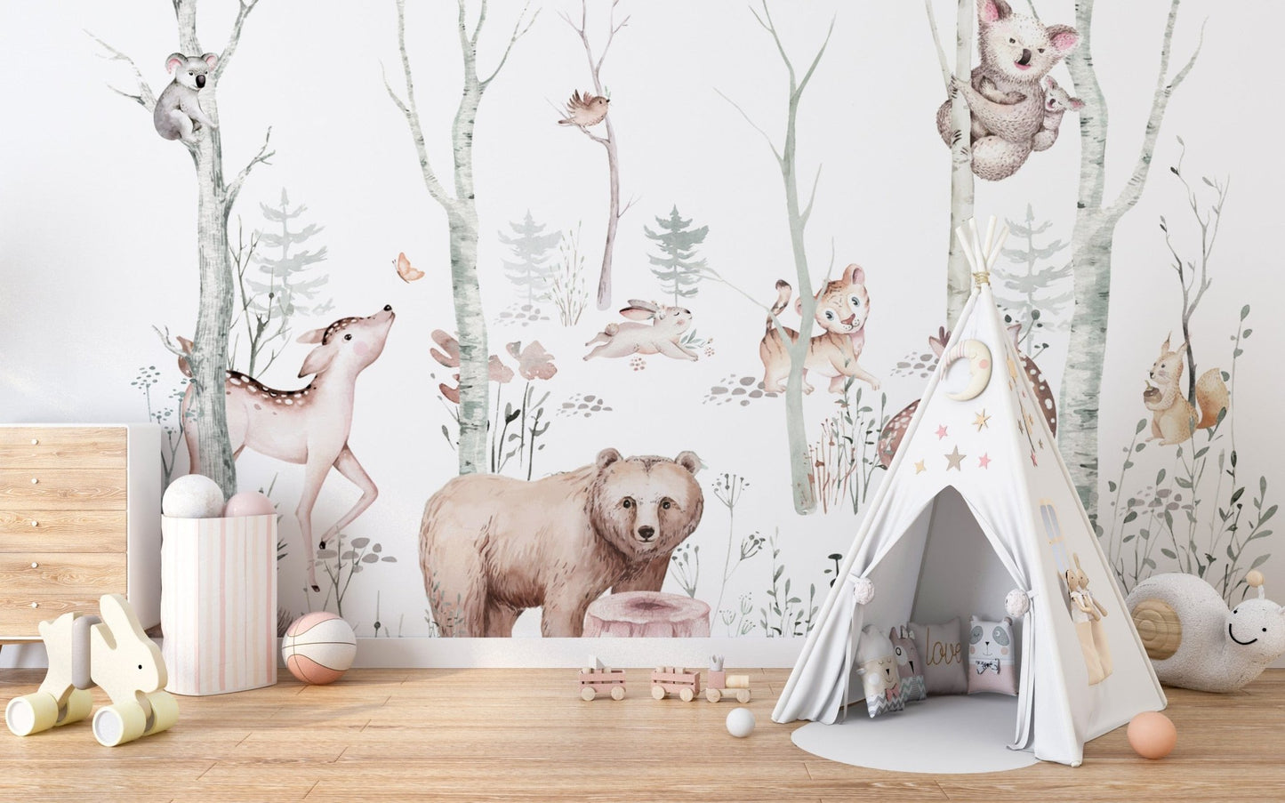Forest animals wallpaper for nursery
