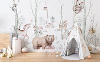 Forest animals wallpaper for nursery
