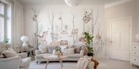 Nursery mural with forest animals
