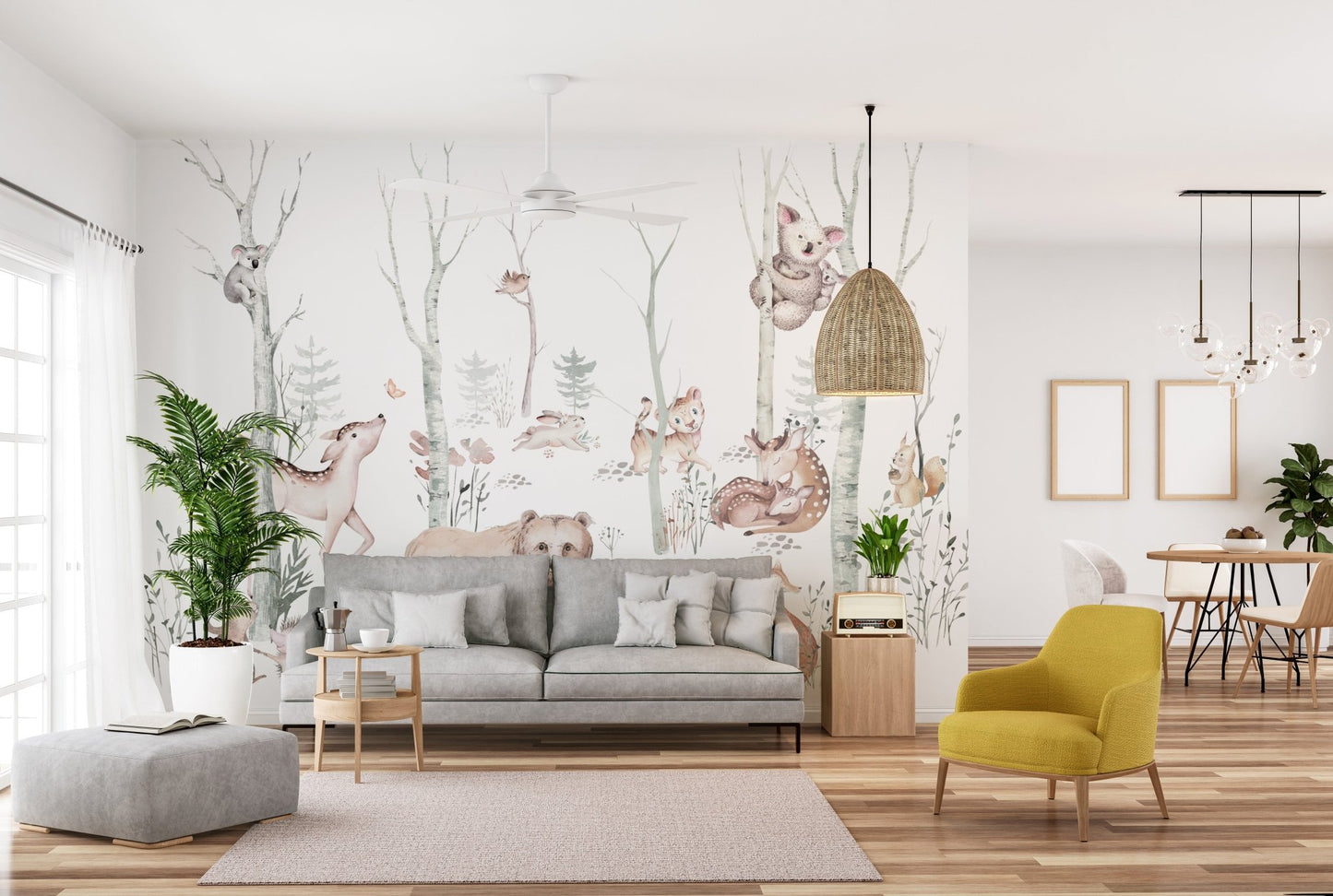 Cute woodland creatures wall mural
