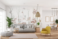 Cute woodland creatures wall mural
