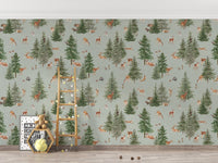 Nature-inspired deer and pine wallpaper
