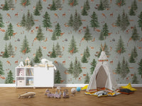 Cozy woodland wildlife wallpaper theme
