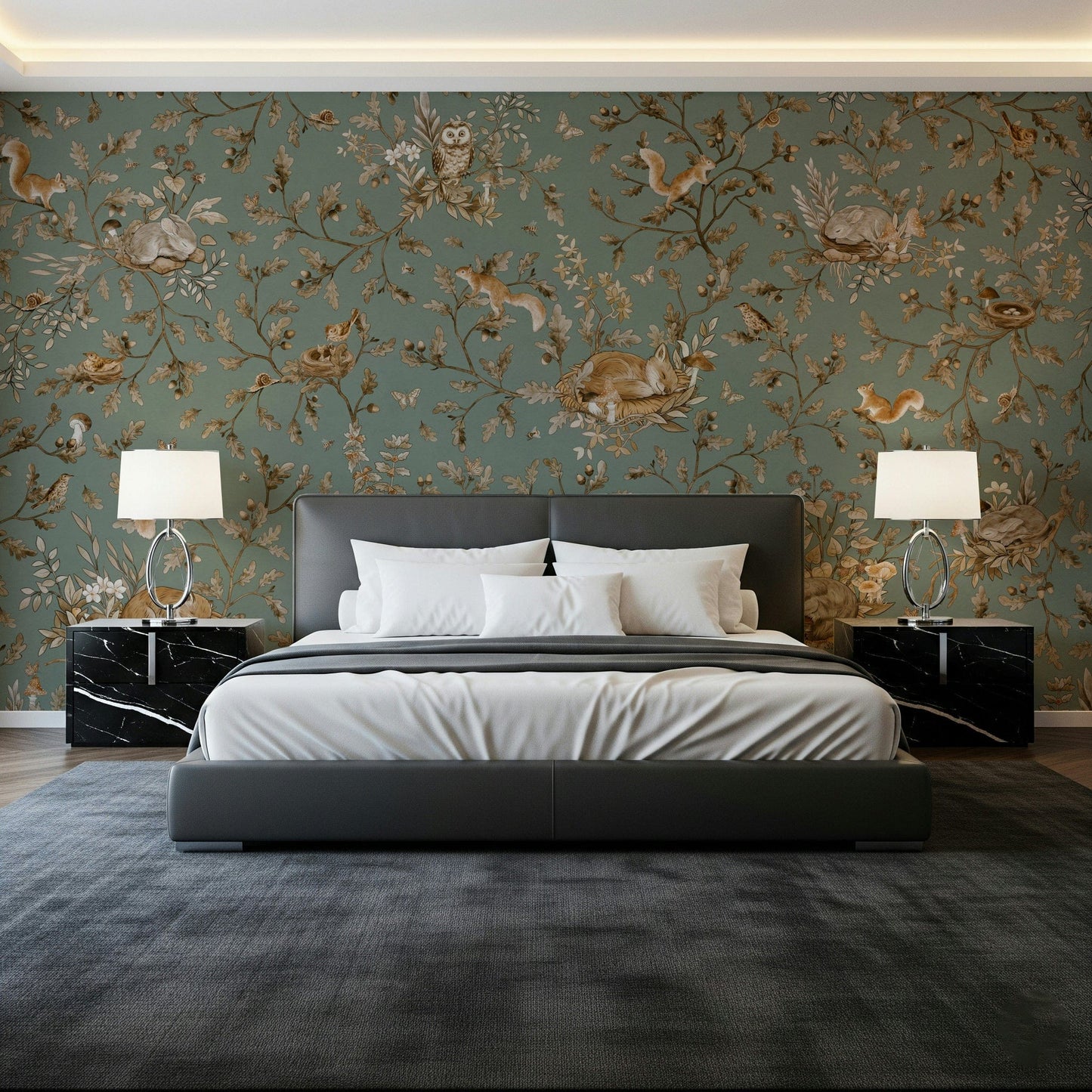 Muted earth tones and branches Woodland Dreams Wall Mural framing a lovely window.