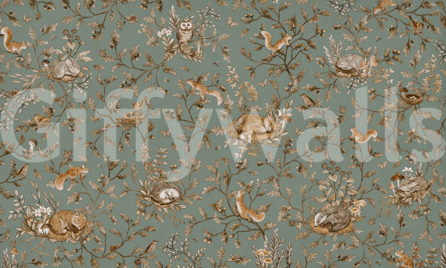 Unique natural aesthetic pattern Woodland Dreams Wall Mural in a sophisticated room.
