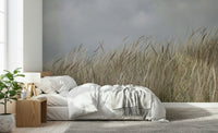 Rustic Dune Grass wallpaper, flowing earth tones, peaceful installation.