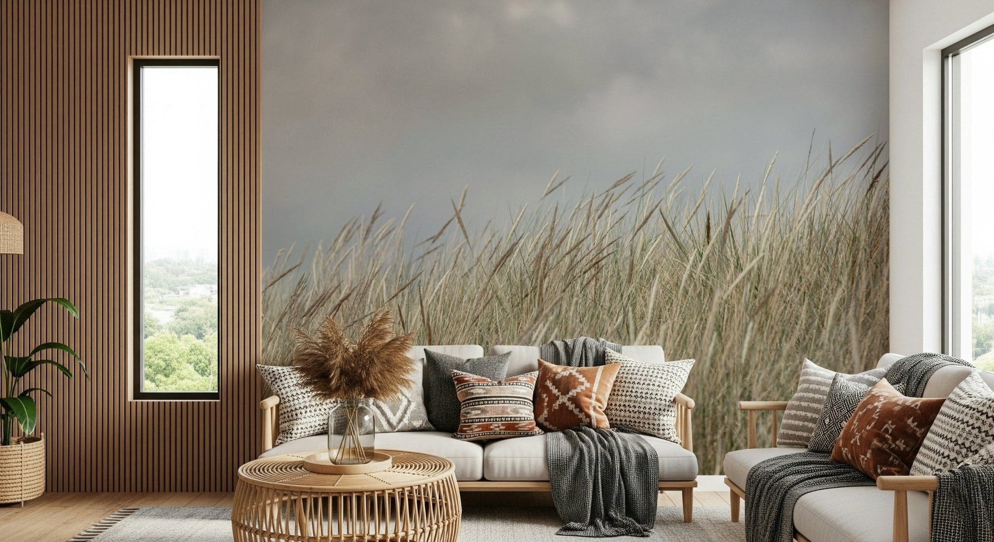 High quality Woodland Grass mural, realistic detail, calming background.