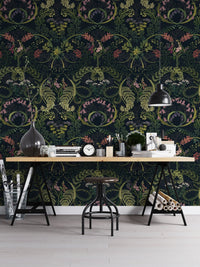 Nature-inspired Fauna Silhouette Garden wallpaper for chic walls.