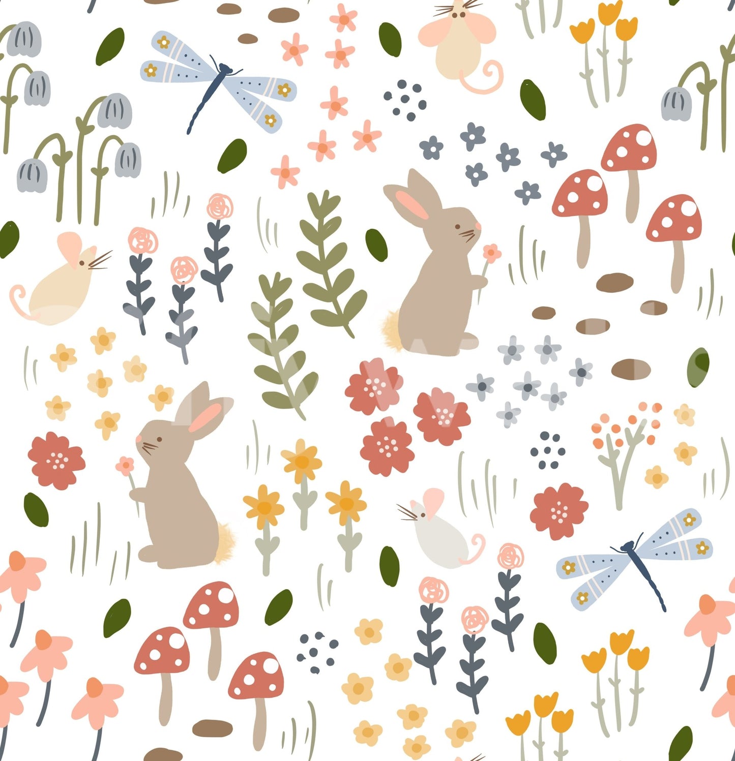 Soft pastel woodland floral print

