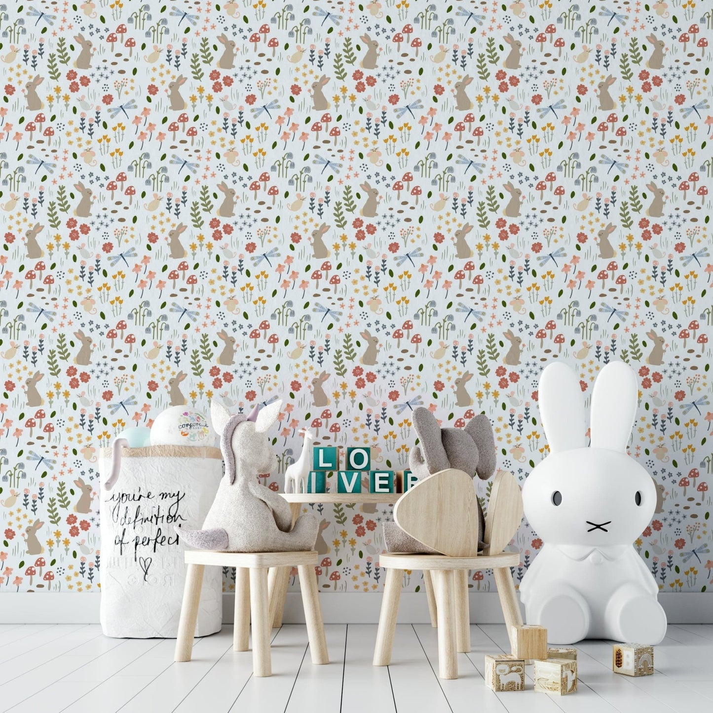 Botanical woodland kids wallpaper


