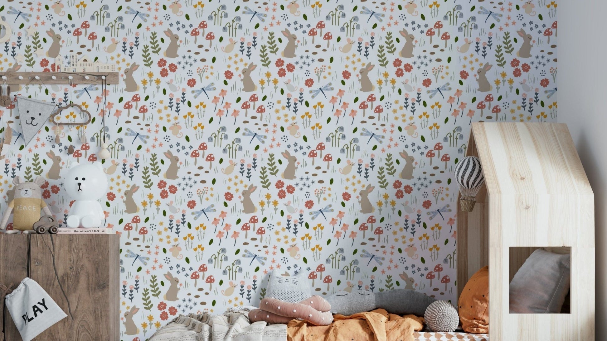 Bunny and floral meadow design

