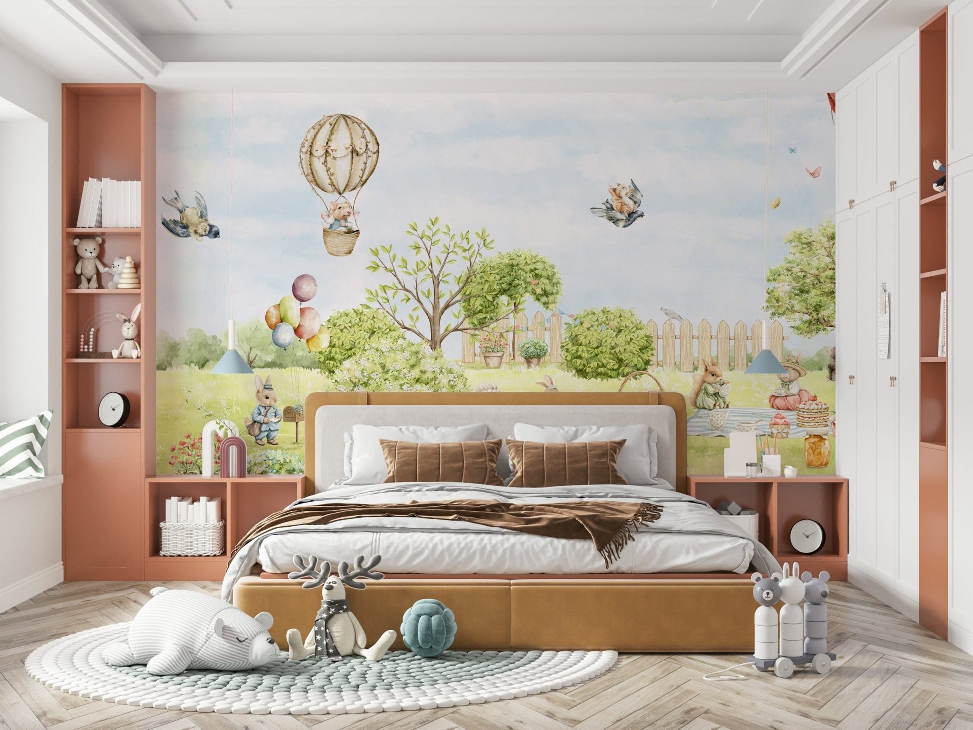 Focus on friendly animals and natural elements.

