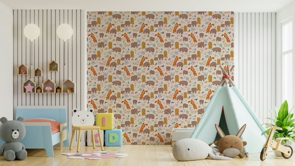 Forest friends wallpaper with deer, fox, and rabbit, GD915