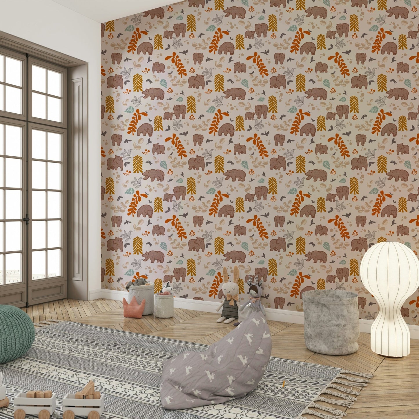 Whimsical forest animals on a neutral background

