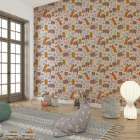 Whimsical forest animals on a neutral background

