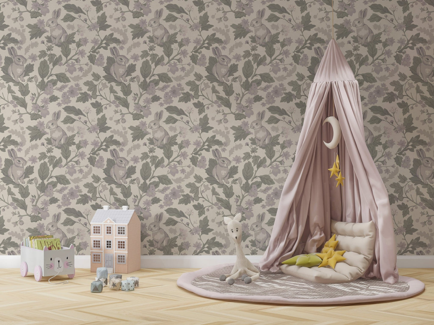 Woodland Garden – Dusty Lavender Wallpaper⁠