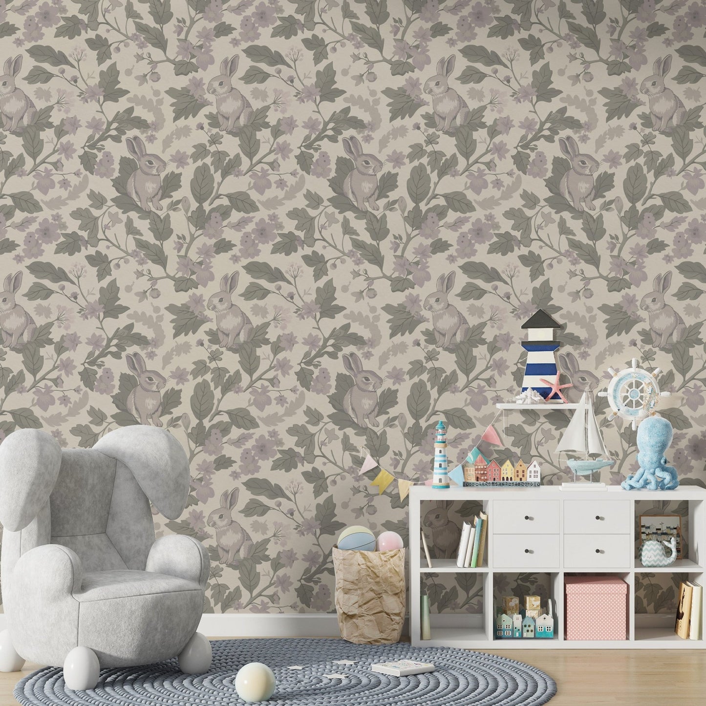Woodland Garden – Dusty Lavender Wallpaper⁠