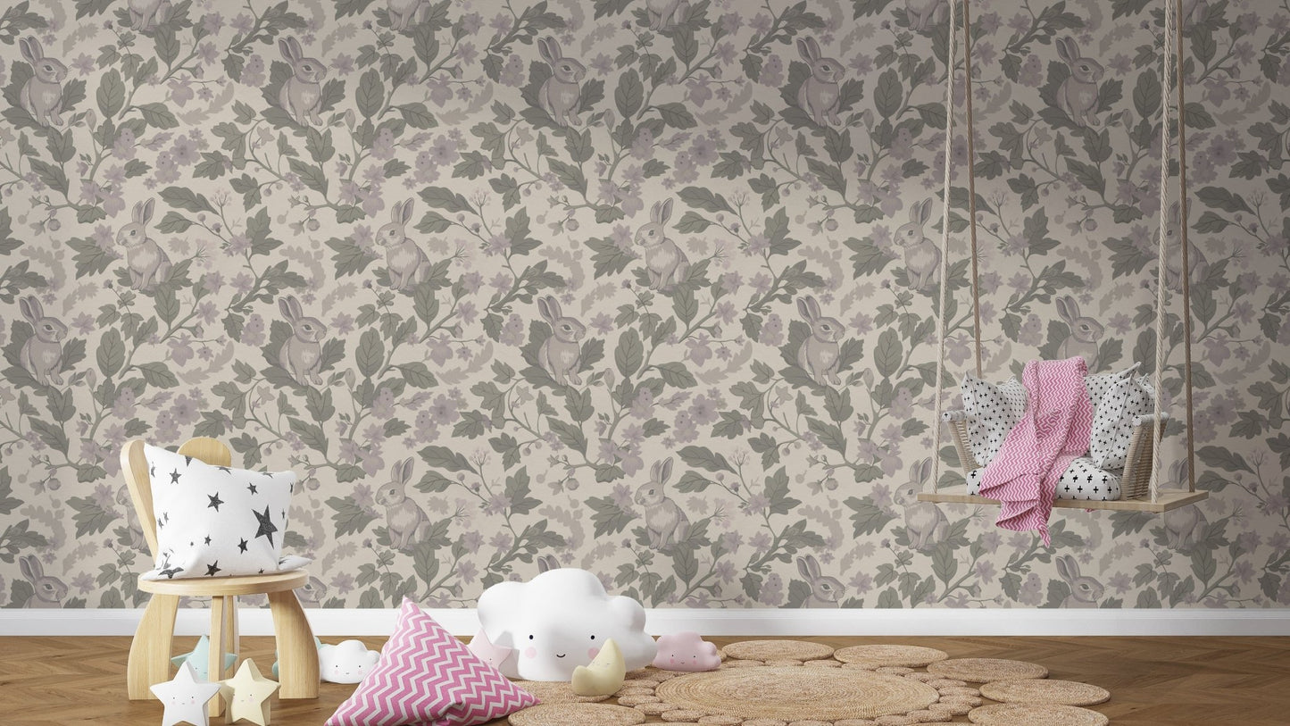 Woodland Garden – Dusty Lavender Wallpaper⁠