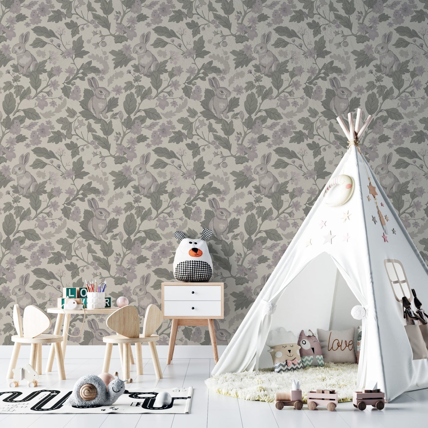 Woodland Garden – Dusty Lavender Wallpaper⁠