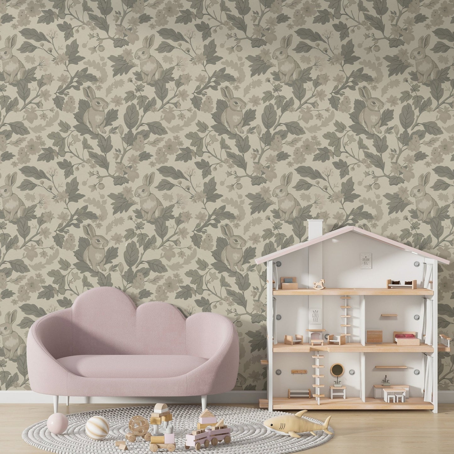 Woodland Garden – Natural Beige Wallpaper⁠
