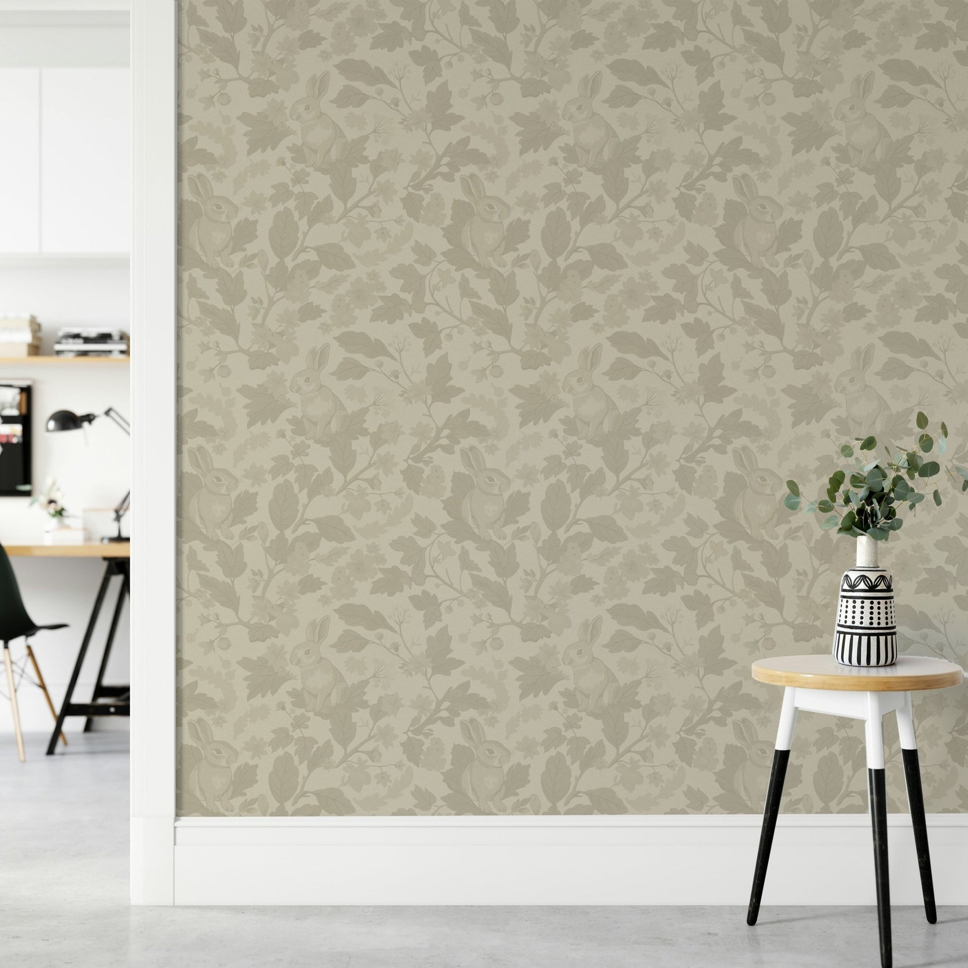 Beige vintage wallpaper with a garden theme for rooms., GD1123
