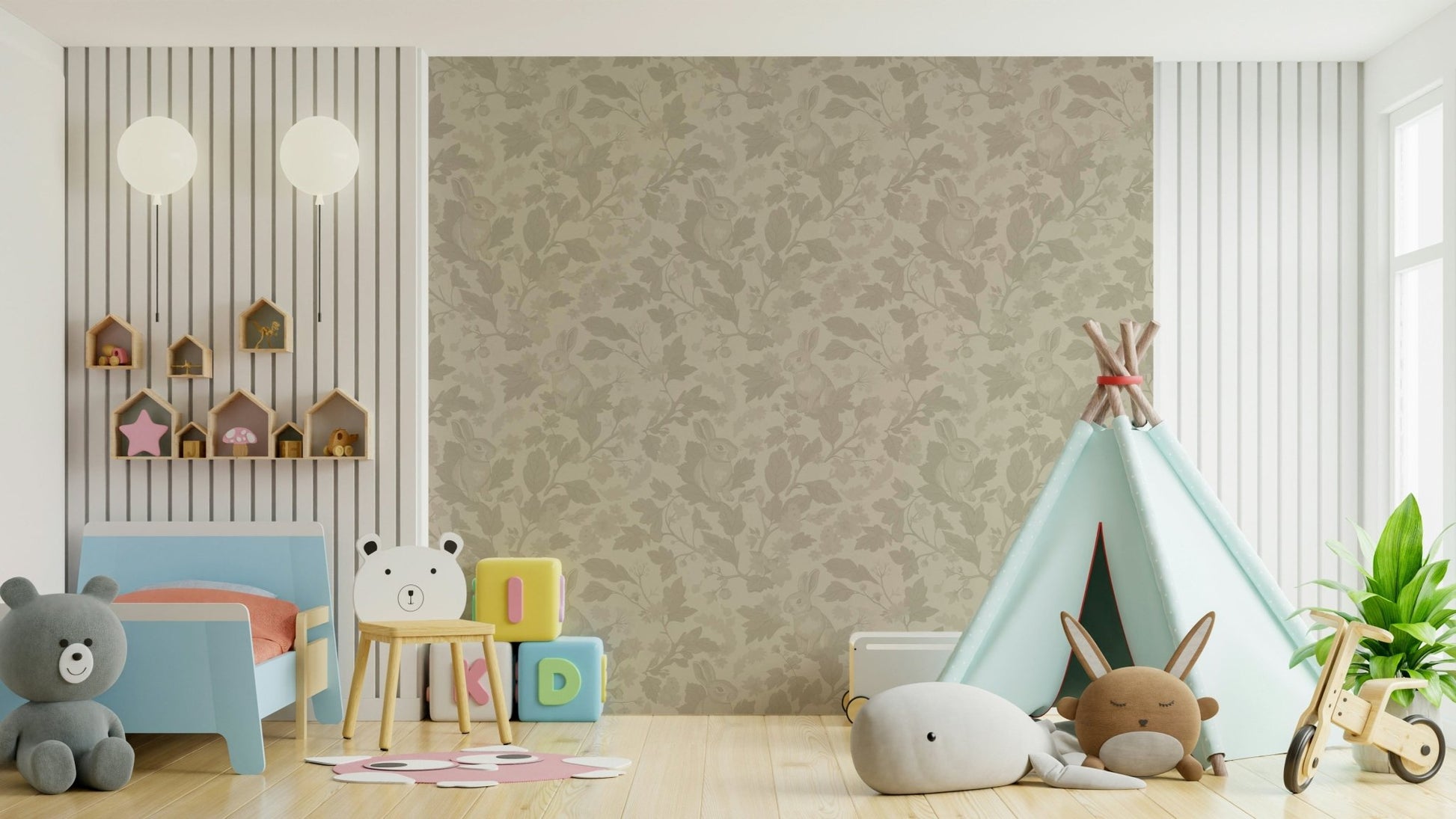 Solid vintage beige woodland wallpaper for home decor., GD1123