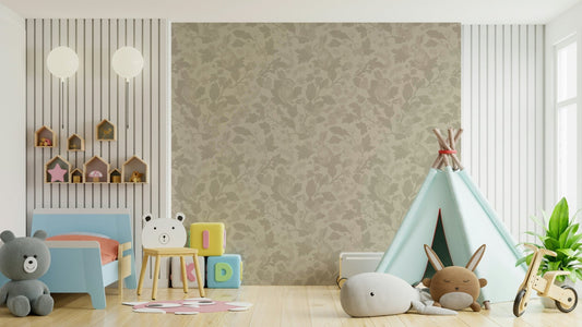 Solid vintage beige woodland wallpaper for home decor.

