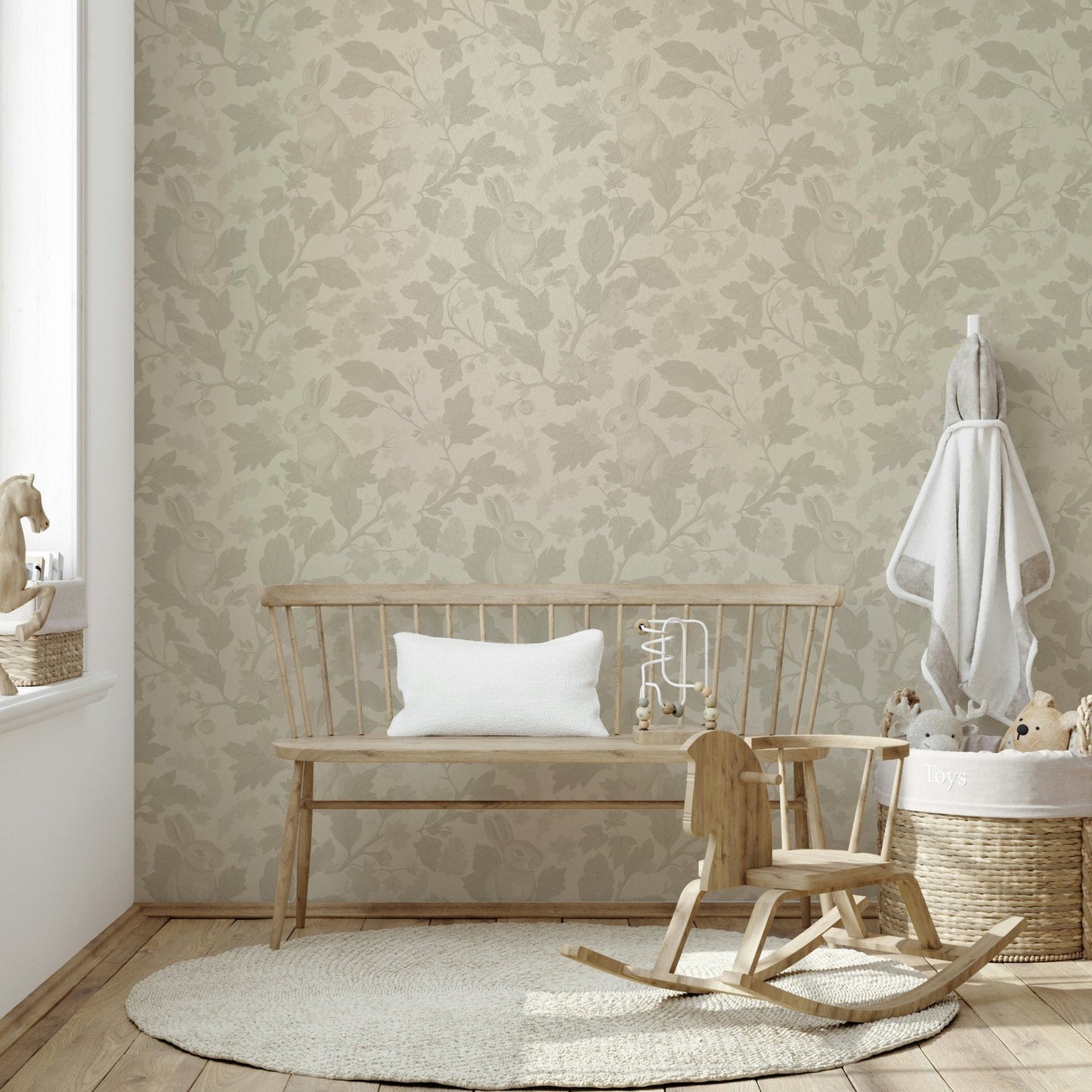 Vintage beige garden wallpaper with a solid design., GD1123