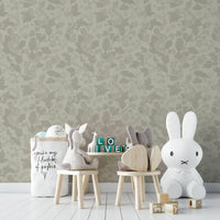 Classic woodland garden wallpaper in solid beige color., GD1123