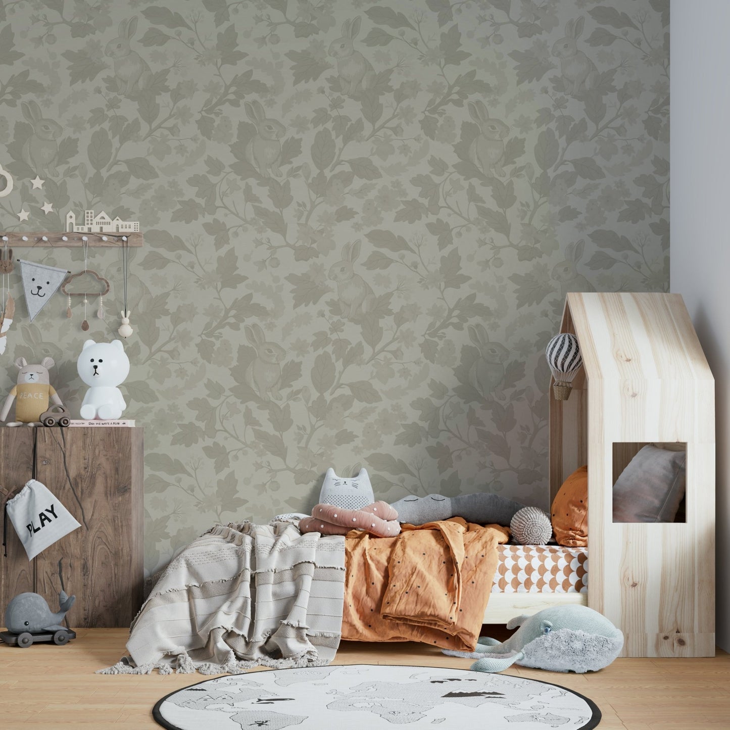 Elegant solid beige wallpaper with woodland garden style., GD1123