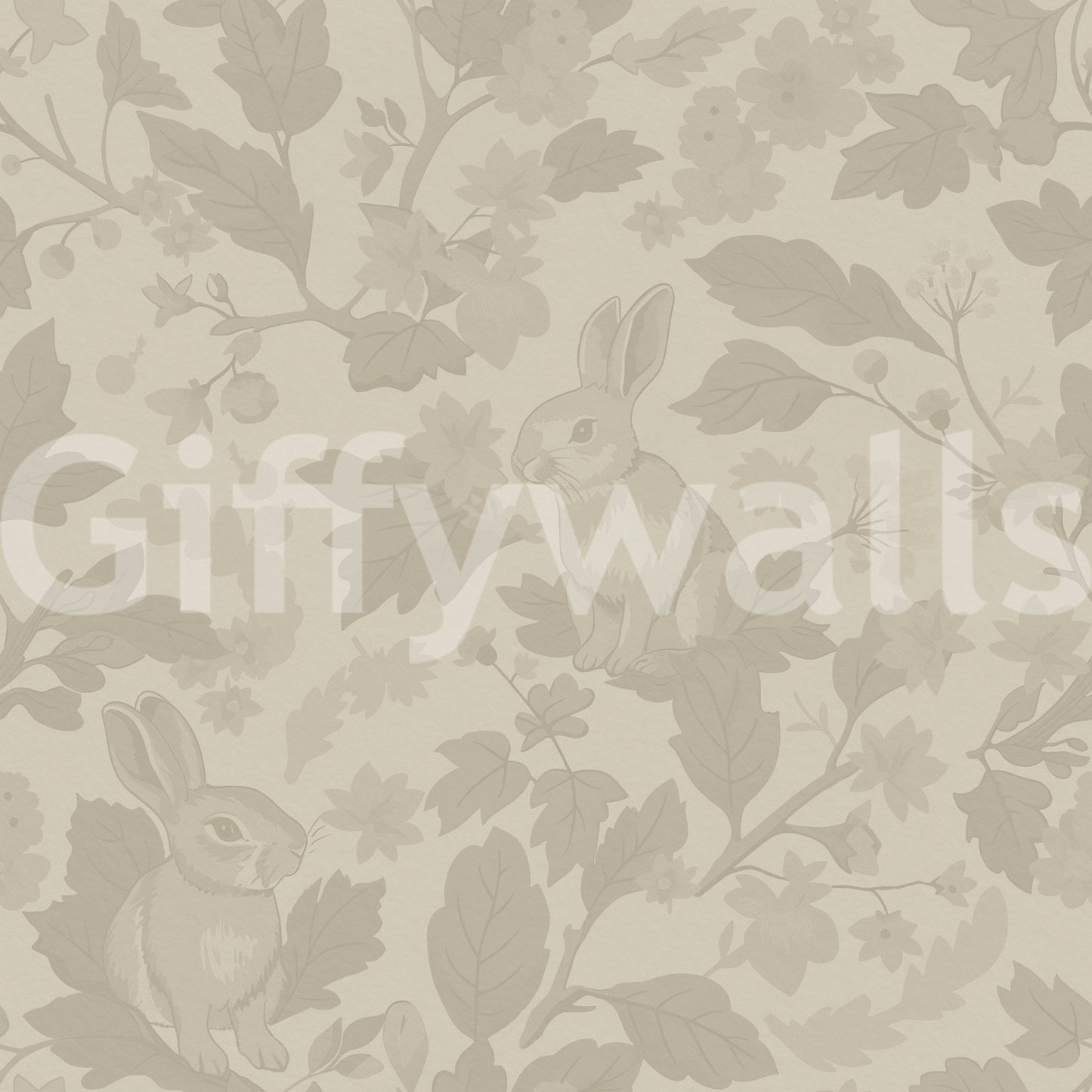 Beige woodland garden wallpaper for a vintage look., GD1123