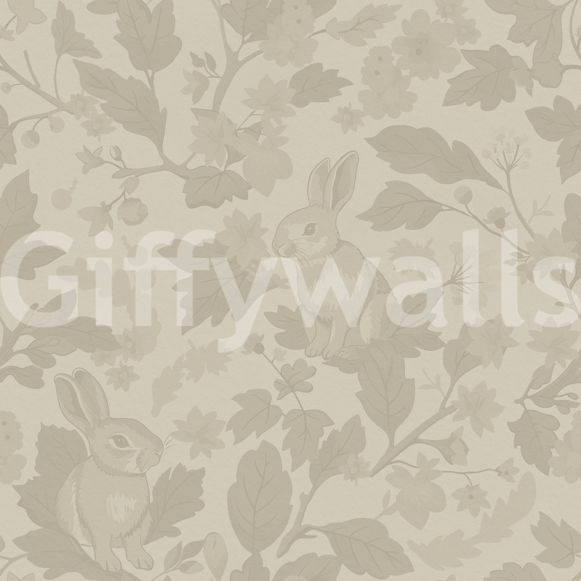 Beige woodland garden wallpaper for a vintage look., GD1123