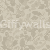 Beige woodland garden wallpaper for a vintage look., GD1123