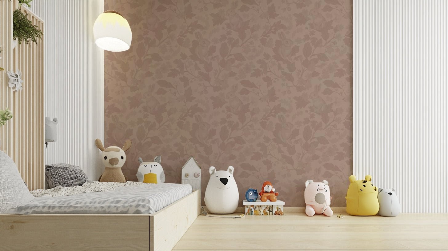 Vintage blush woodland garden wallpaper design., GD1122