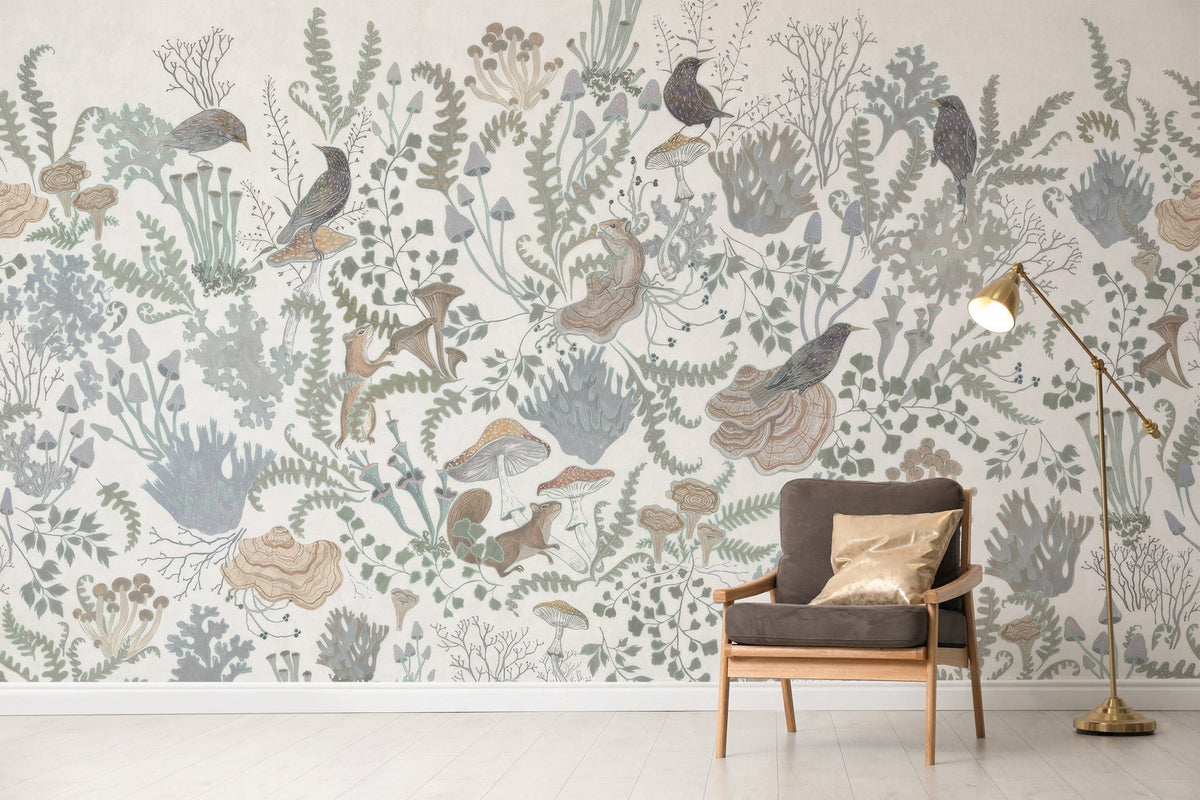 Woodland harmony fresco wallpaper mural for walls C248