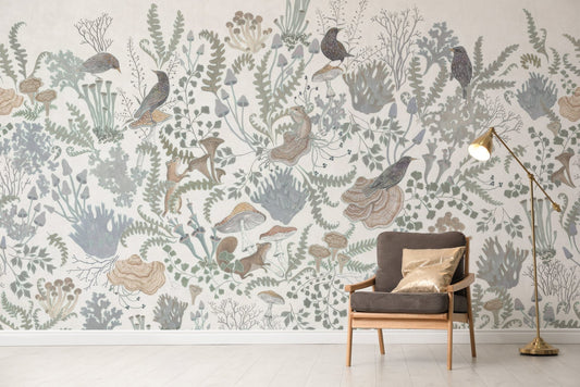 Woodland harmony fresco wallpaper mural for walls C248