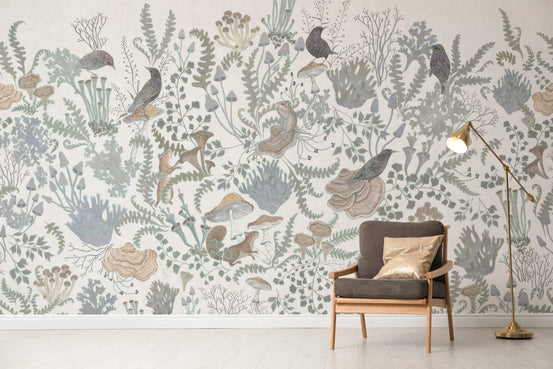 Woodland harmony fresco wallpaper mural for walls C248
