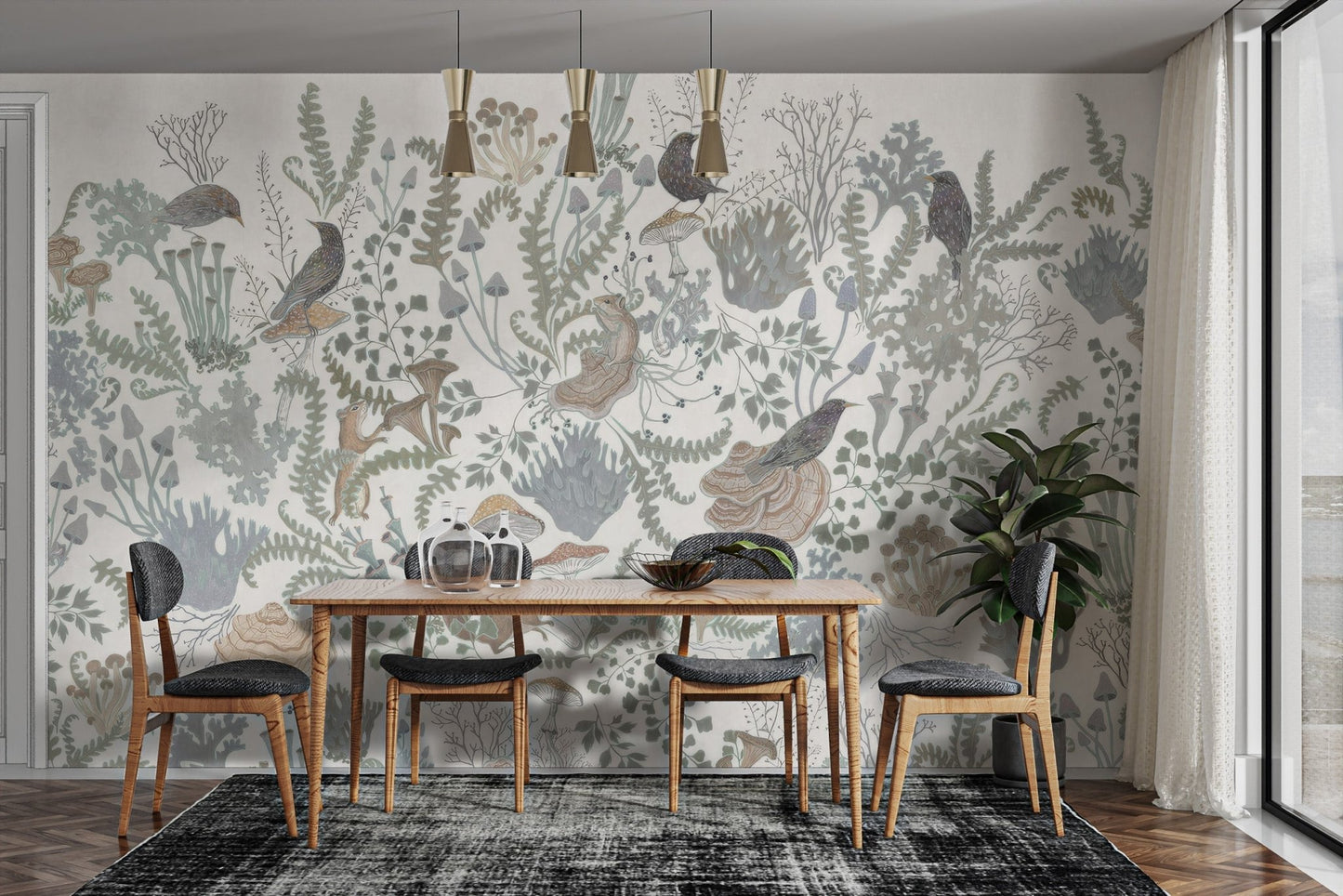 Peaceful woodland harmony fresco wallpaper for walls C248