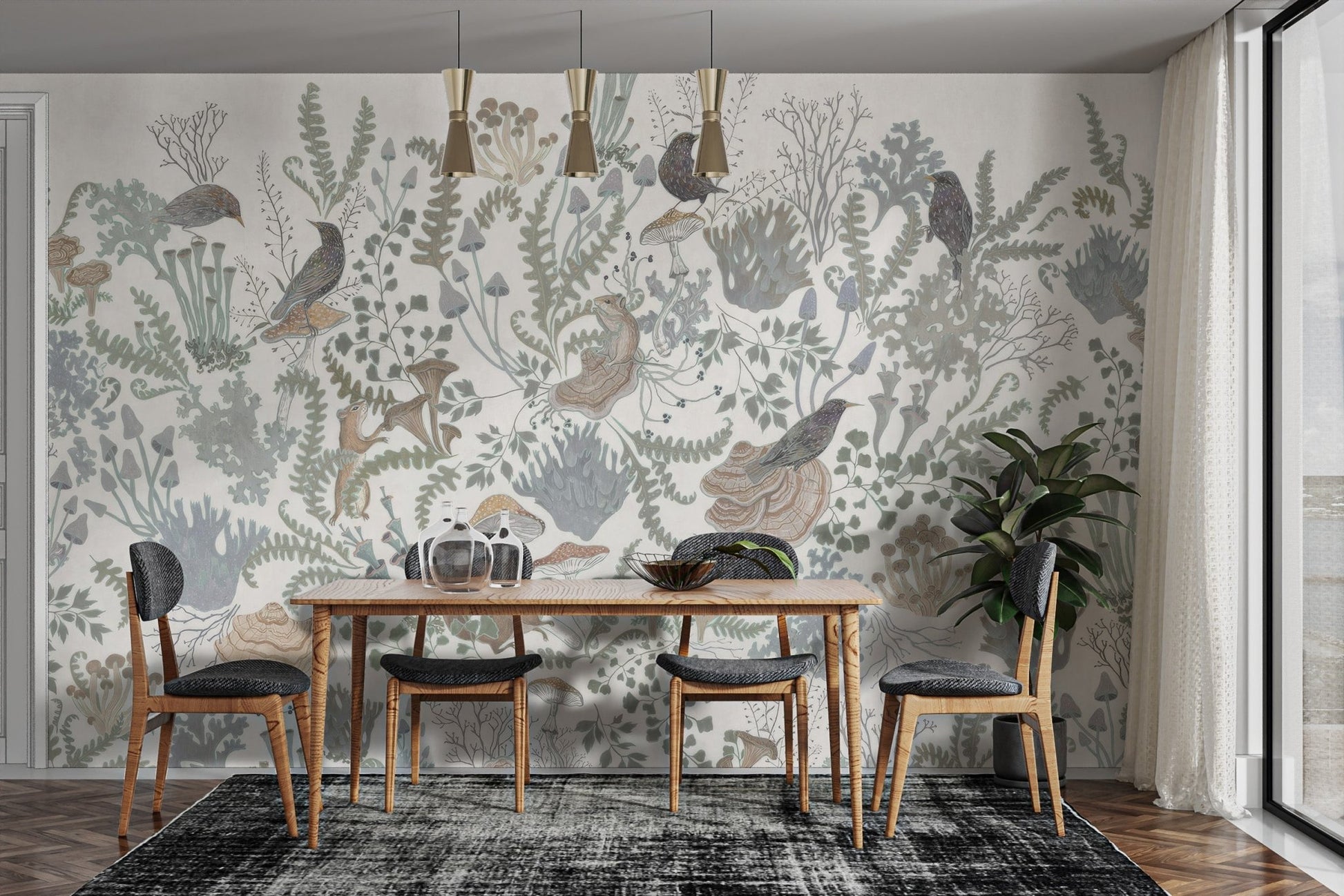 Peaceful woodland harmony fresco wallpaper for walls C248