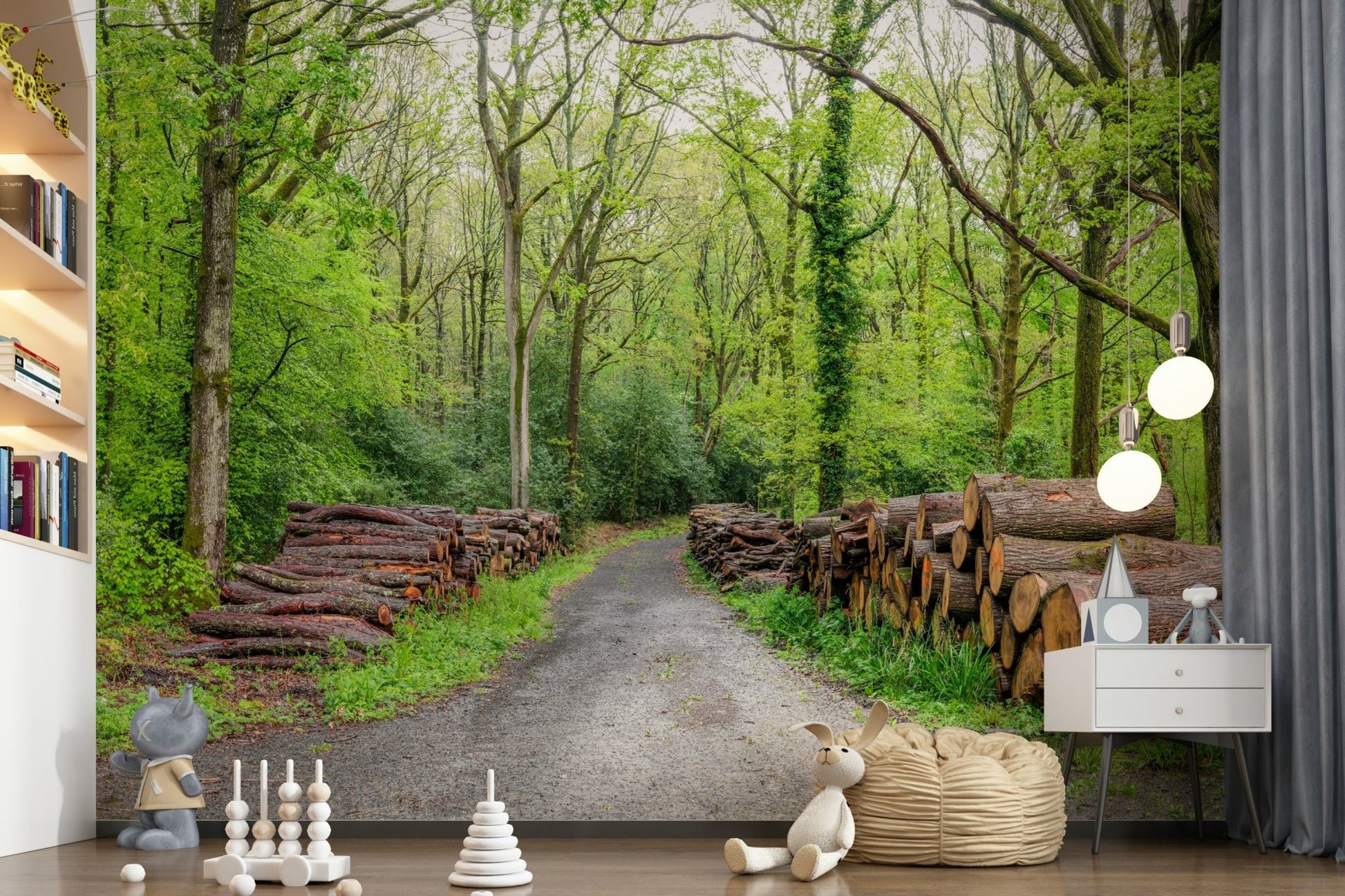 Refreshing nature Woodland Harmony Wall Mural landscape backdrop.