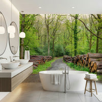 Invigorating green Woodland Harmony Wall Mural wall decor.