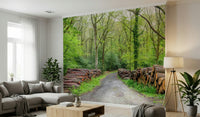 Panoramic forest Woodland Harmony Wall Mural view detail.